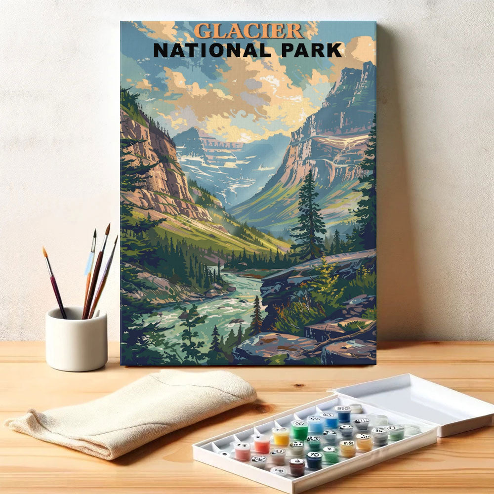 Glacier National Park Vintage | Paint by Numbers Kit