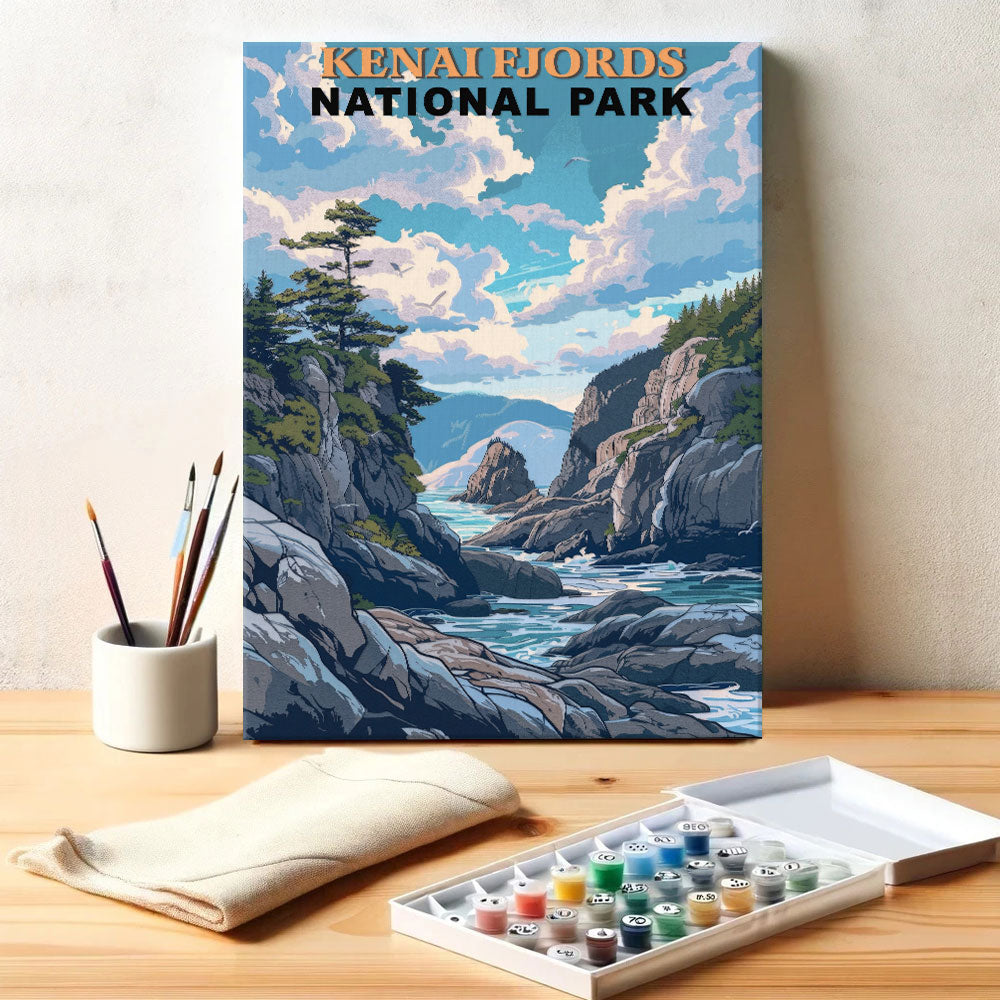 Kenai Fjords National Park Vintage | Paint by Numbers Kit