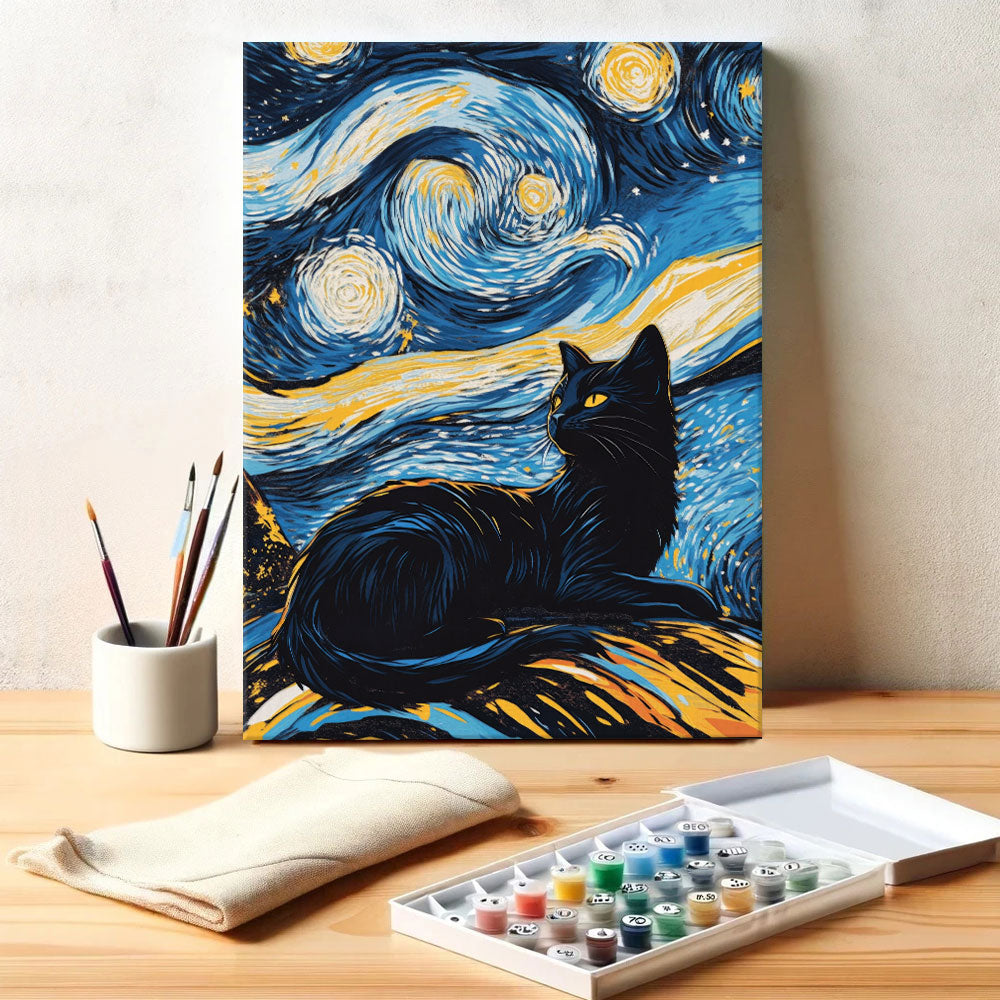 Starry Night Cat | Paint by Numbers Kit