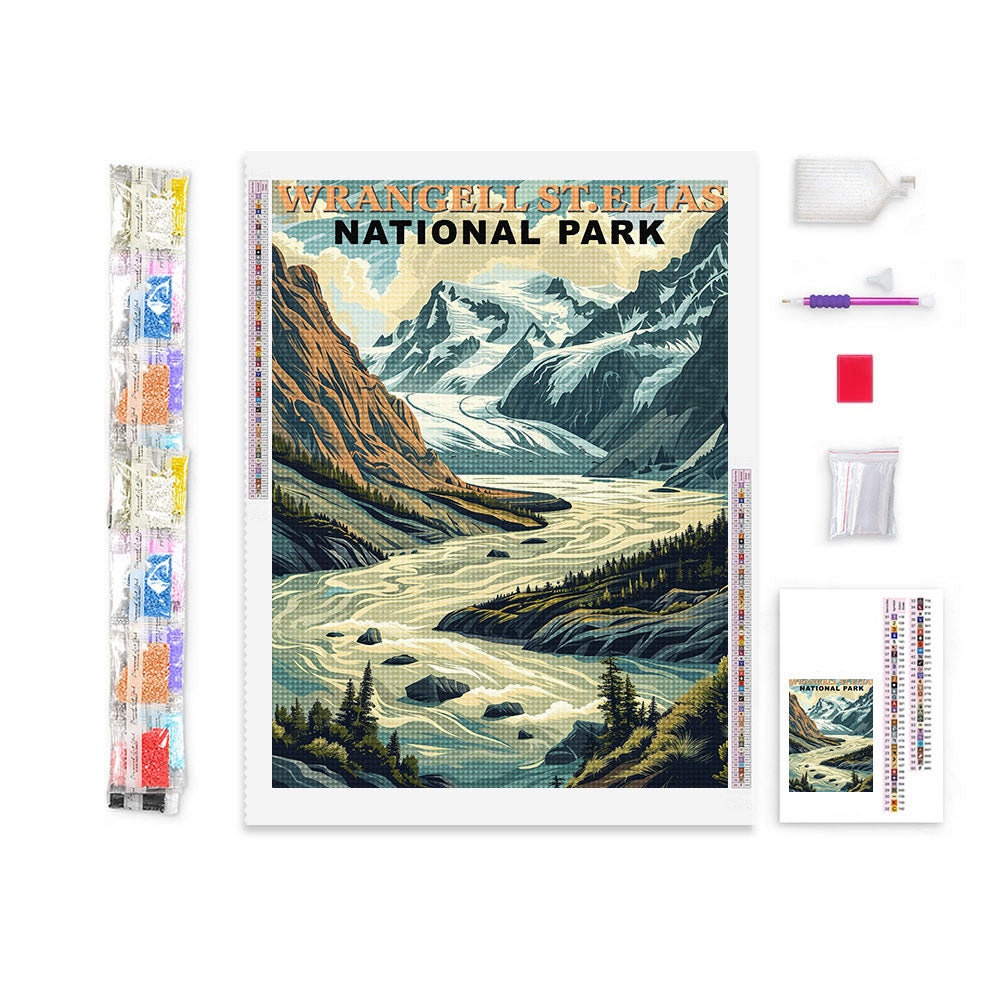 Wrangell-St. Elias National Park Diamond Painting (Vintage Edition)