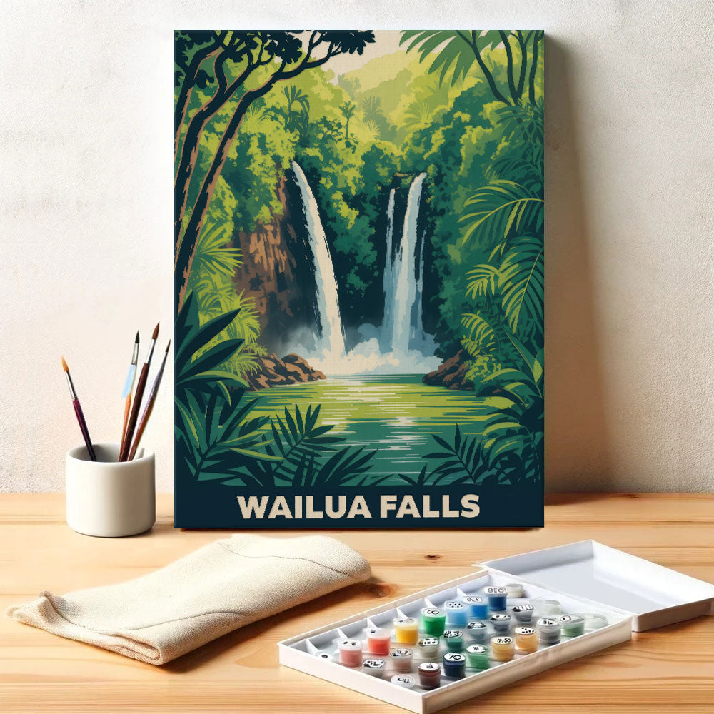 Wailua Falls - U.S. Waterfalls | Paint by Numbers Kit