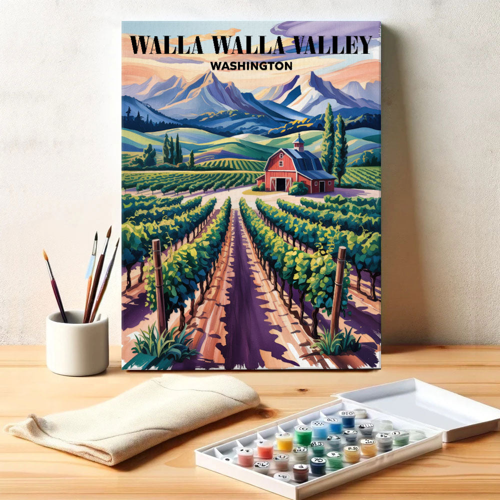 Weingüter im Walla Walla Valley, Washington | Malen nach Zahlen-Set