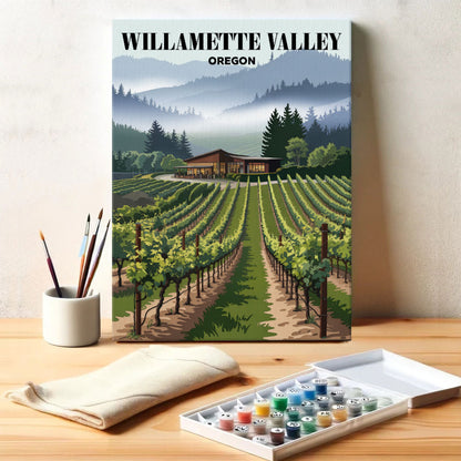 Weingüter im Willamette Valley, Oregon | Malen nach Zahlen-Set