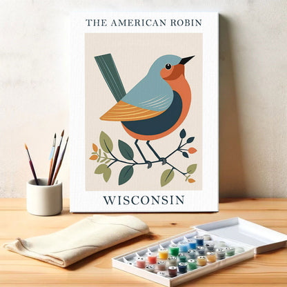 Wisconsin State Bird American Robin | Paint by Numbers Kit