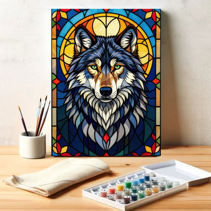Wolf Stained Glass - National Park Wildlife | Paint by Numbers Kit