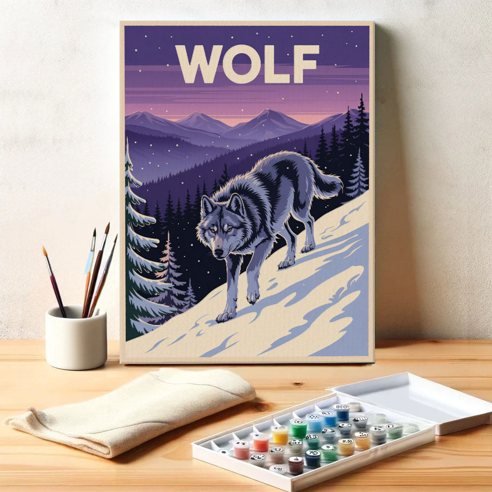 Wolf – Tierwelt des Nationalparks | Malen nach Zahlen-Set