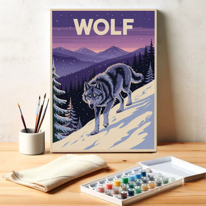 Wolf – Tierwelt des Nationalparks | Malen nach Zahlen-Set