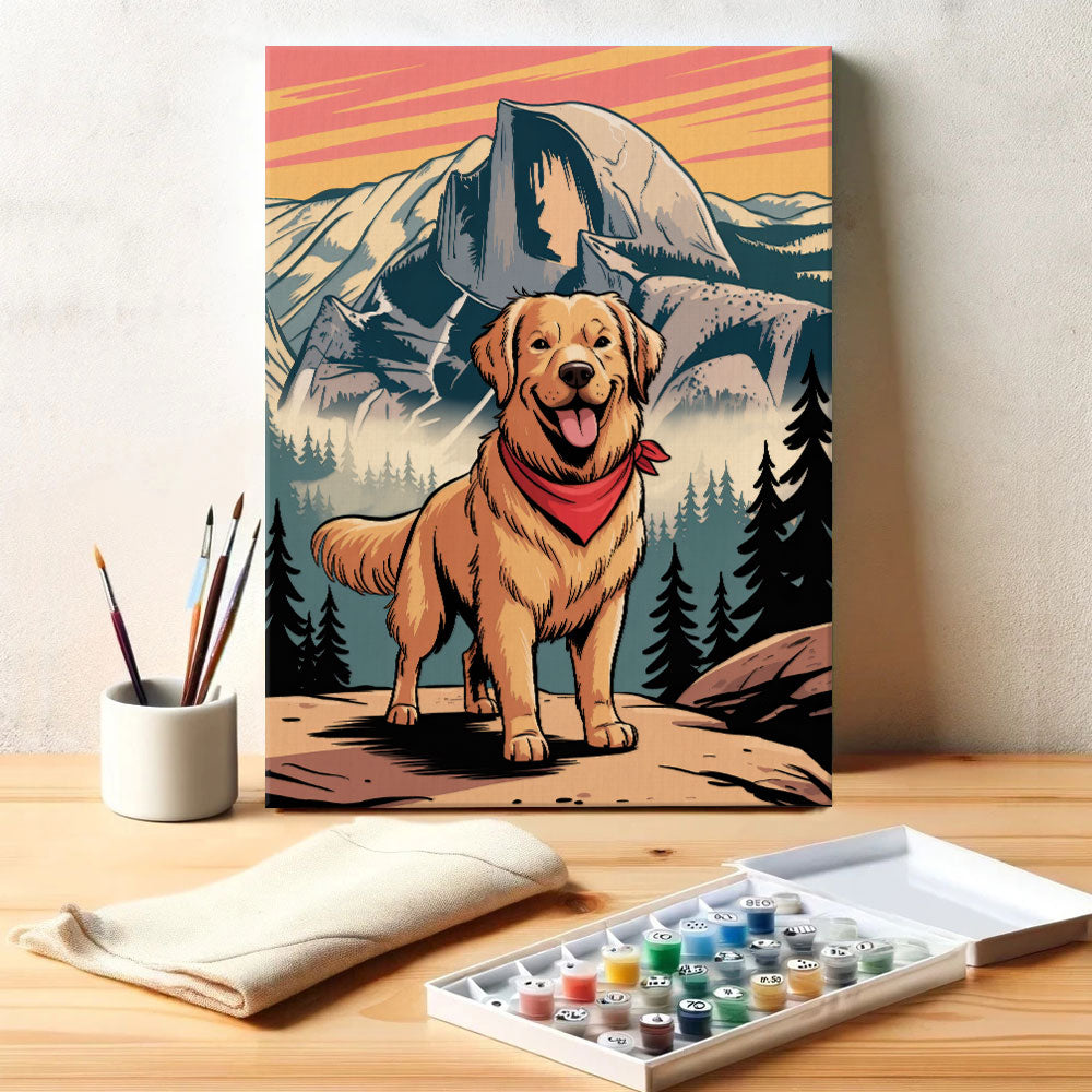 Yosemite National Park - Golden Retriever | Paint by Numbers Kit