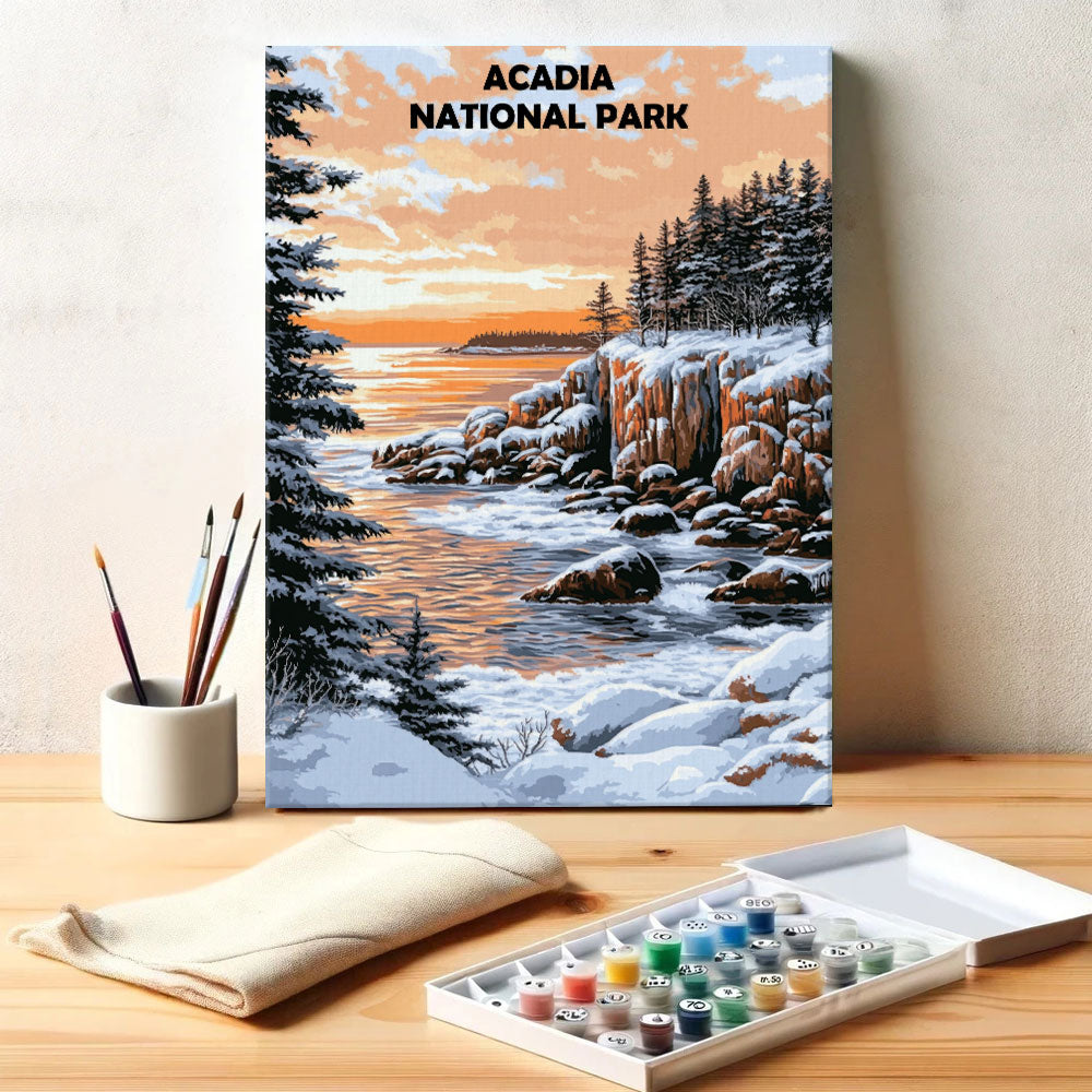 Acadia National Park Winter | Paint by Numbers Kit