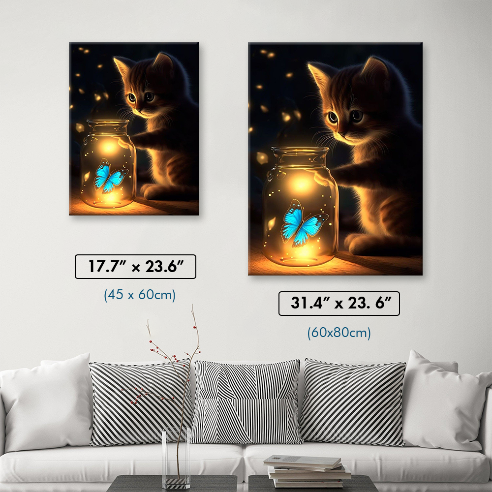 Cat And Butterfly Wishes Diamond Painting