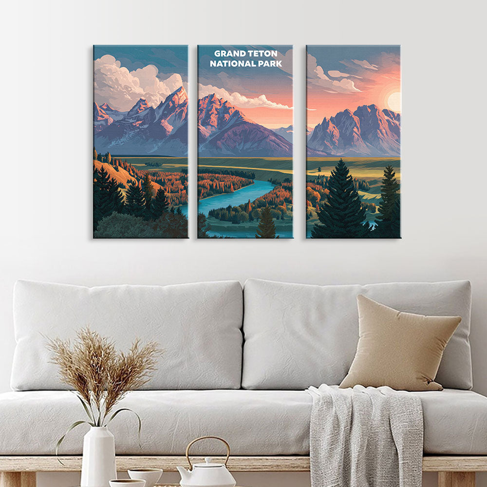 Grand Teton National Park | 3 Panel Paint by Numbers Kit