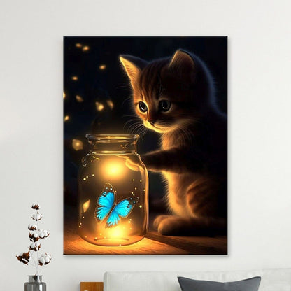 Cat And Butterfly Wishes Diamond Painting