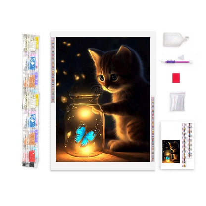 Cat And Butterfly Wishes Diamond Painting