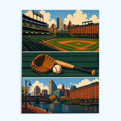 Ball Park Memories - 3 Panel - Limited Drop | Paint by Numbers Kit