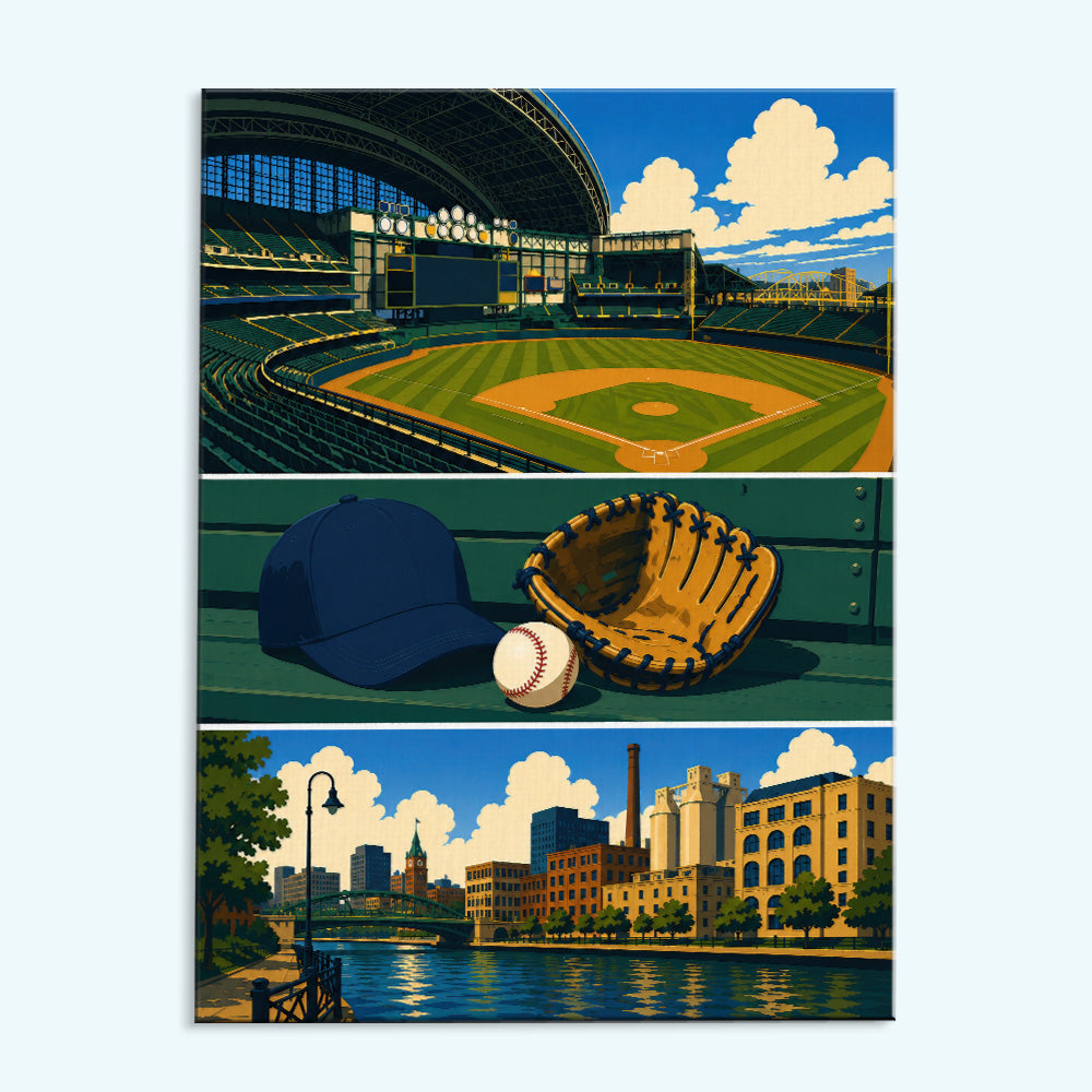 Ball Park Memories - 3 Panel - Limited Drop | Paint by Numbers Kit