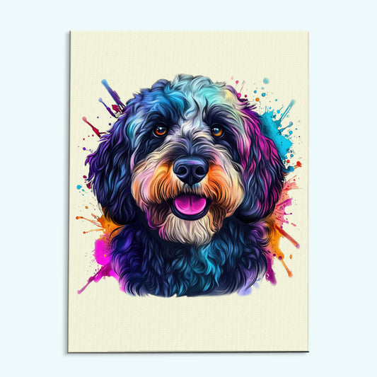 Black Labradoodle - Colorful Dog | Paint by Numbers Kit