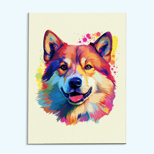 Akita - Colorful Dog | Paint by Numbers Kit