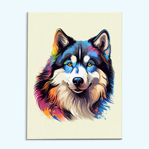Alaskan Malamute - Colorful Dog | Paint by Numbers Kit