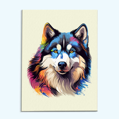 Alaskan Malamute - Colorful Dog | Paint by Numbers Kit