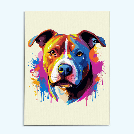 American Staffordshire Terrier - Colorful Dog | Paint by Numbers Kit