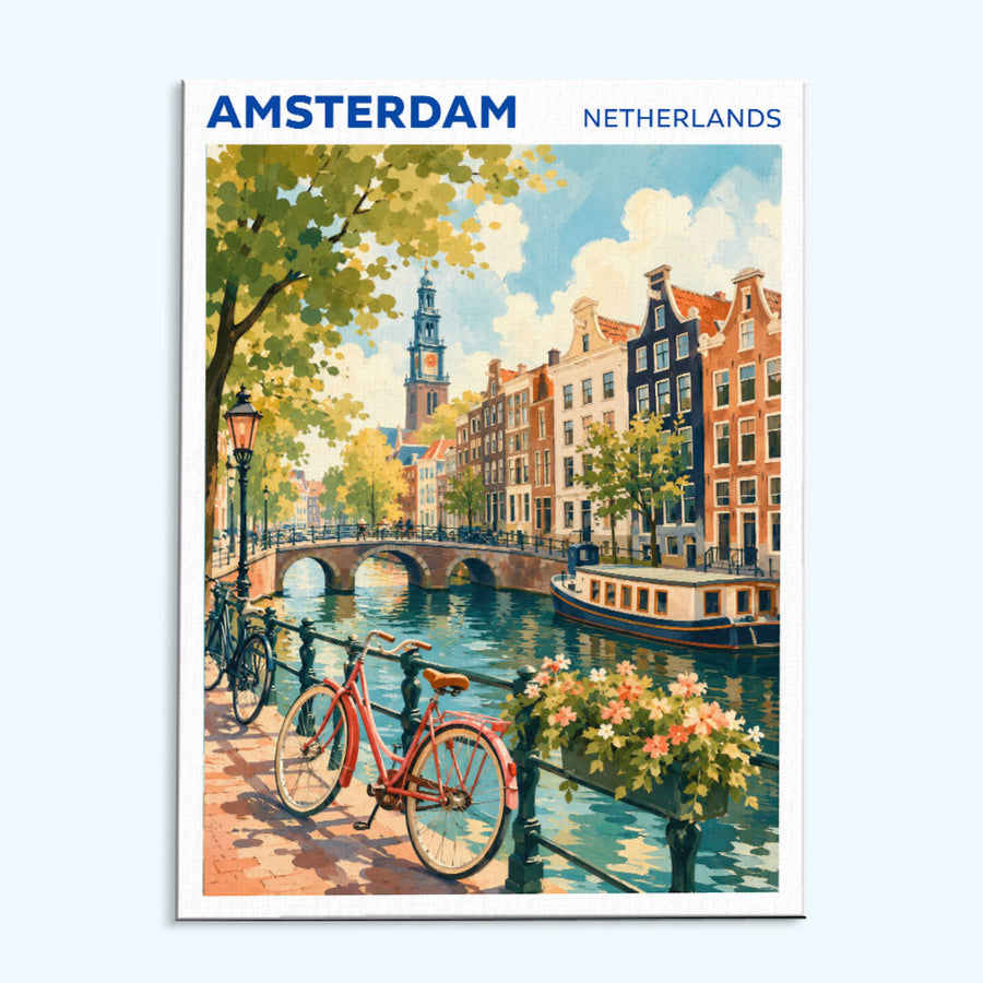 Amsterdam, Netherlands Travel Poster | Paint by Numbers Kit