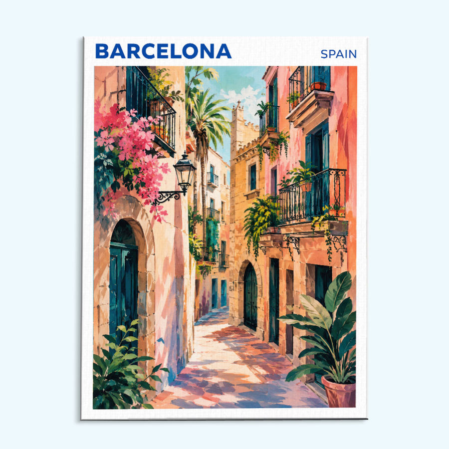 Barcelona, Spain Travel Poster | Paint by Numbers Kit