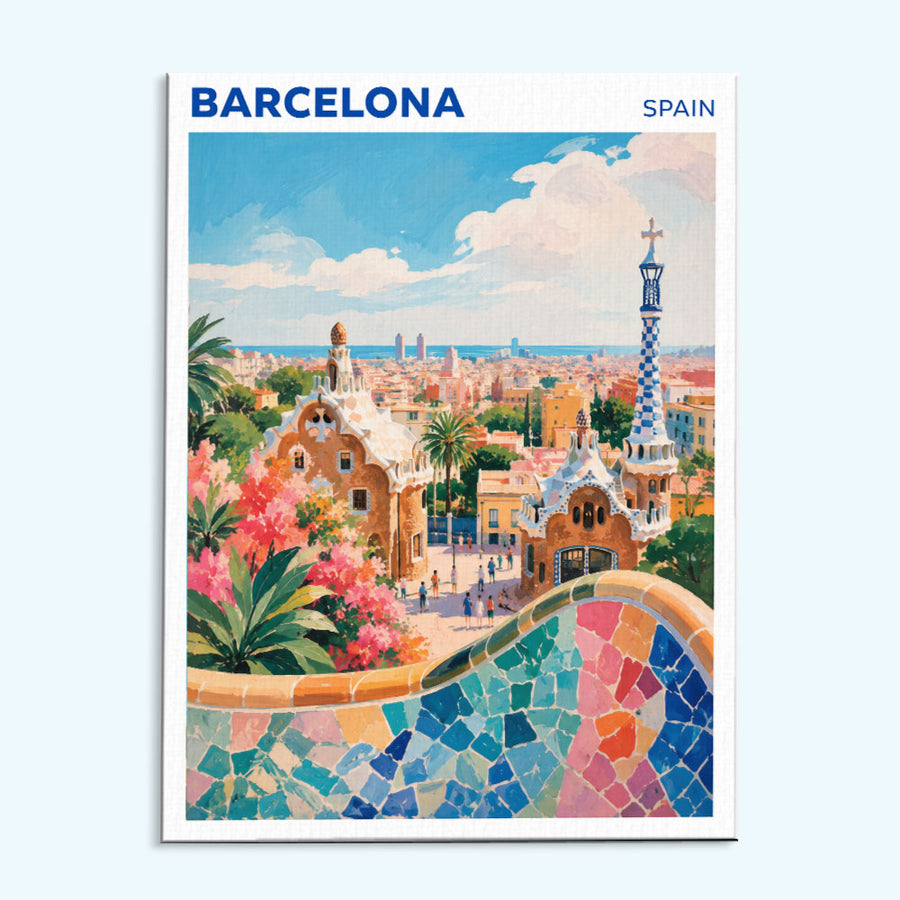 Barcelona, Spain Travel Poster | Paint by Numbers Kit