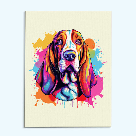 Basset Hound - Colorful Dog | Paint by Numbers Kit