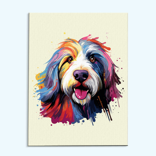 Bearded Collie - Colorful Dog | Paint by Numbers Kit