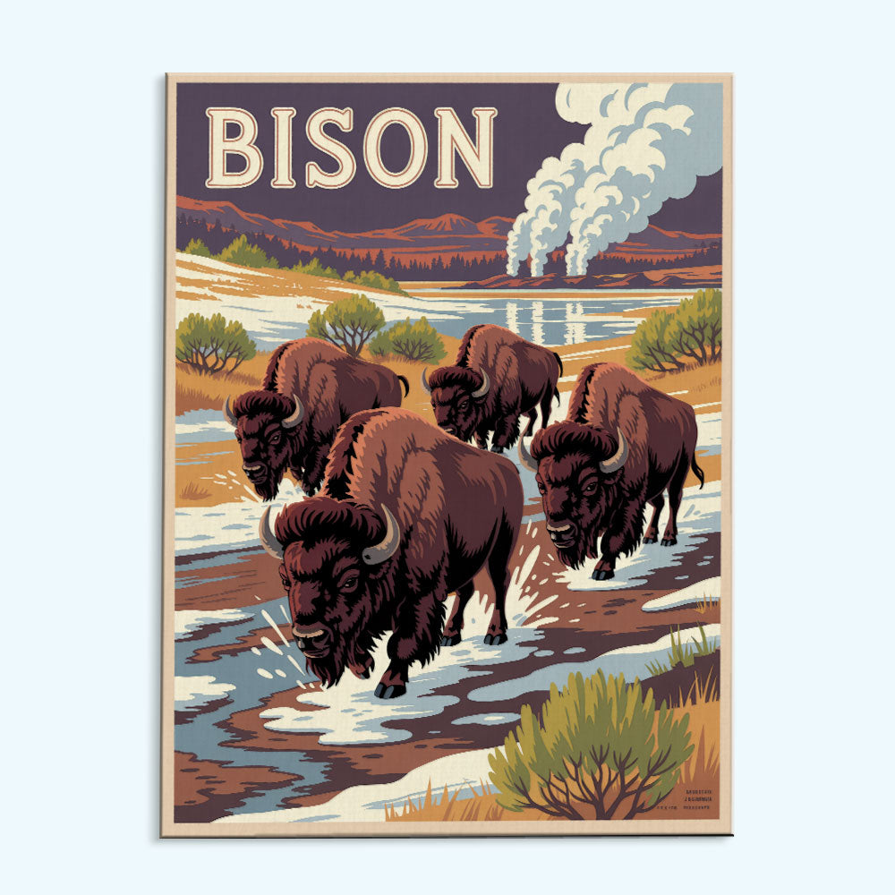 Bison – Tierwelt des Nationalparks | Malen nach Zahlen-Set