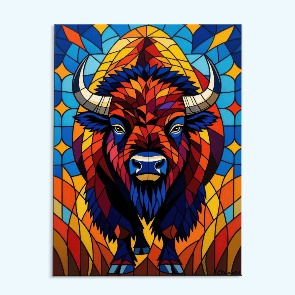 Bison Stained Glass - National Park Wildlife | Paint by Numbers Kit