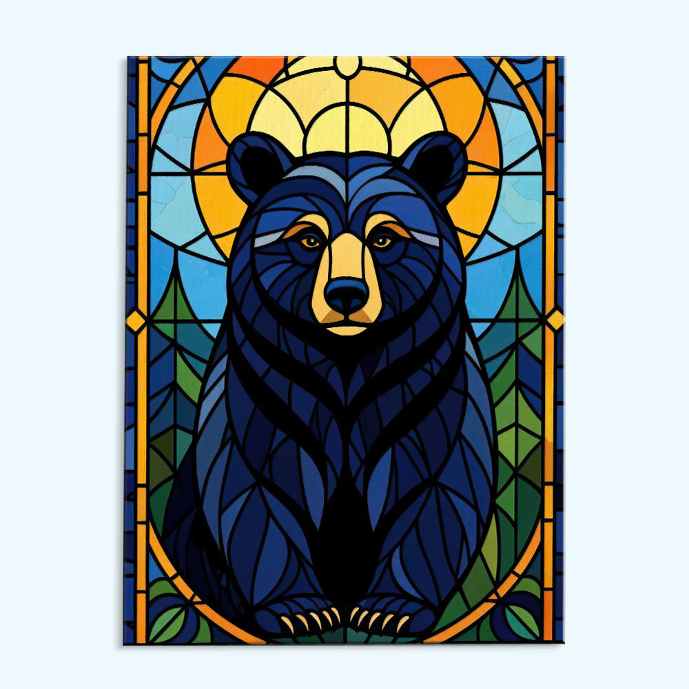 Black Bear Stained Glass - National Park Wildlife | Paint by Numbers Kit