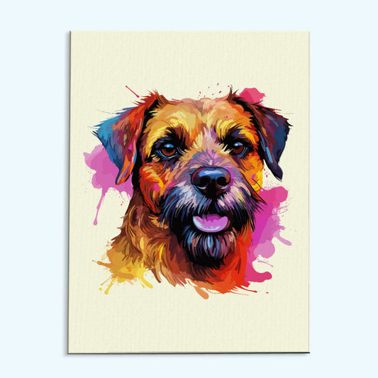 Border Terrier - Colorful Dog | Paint by Numbers Kit