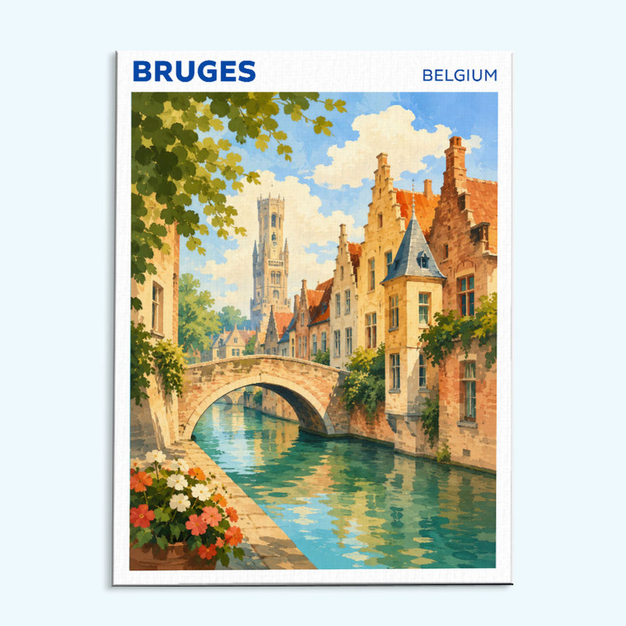 Bruges, Belgium Travel Poster | Paint by Numbers Kit