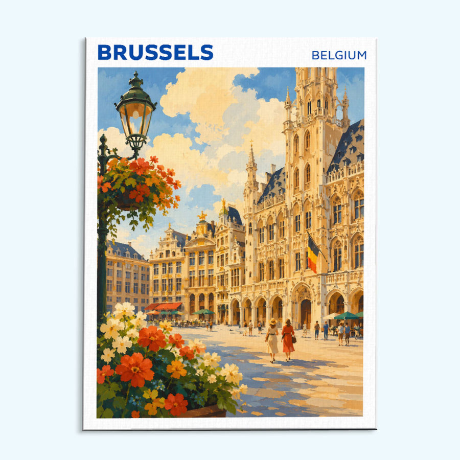 Brussels, Belgium Travel Poster | Paint by Numbers Kit