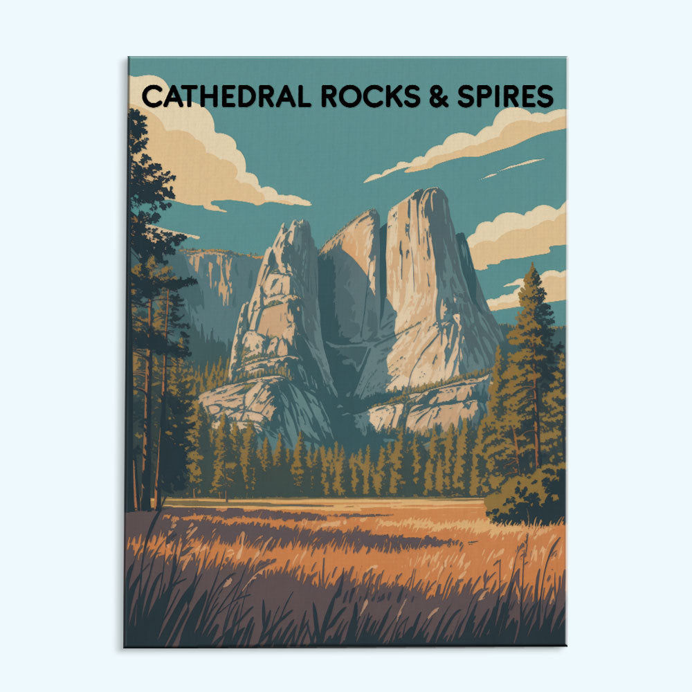 Cathedral Rocks & Spires - Yosemite National Park | Paint by Numbers Kit