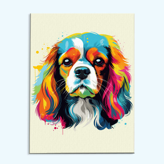 Cavalier King Charles Spaniel - Colorful Dog | Paint by Numbers Kit