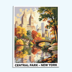 Central Park, New York | US-Wahrzeichen | Malen nach Zahlen Set