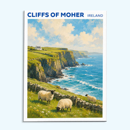 Cliffs of Moher, Ireland Travel Poster | Paint by Numbers Kit