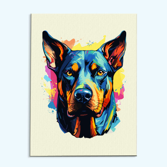 Doberman Pinscher - Colorful Dog | Paint by Numbers Kit