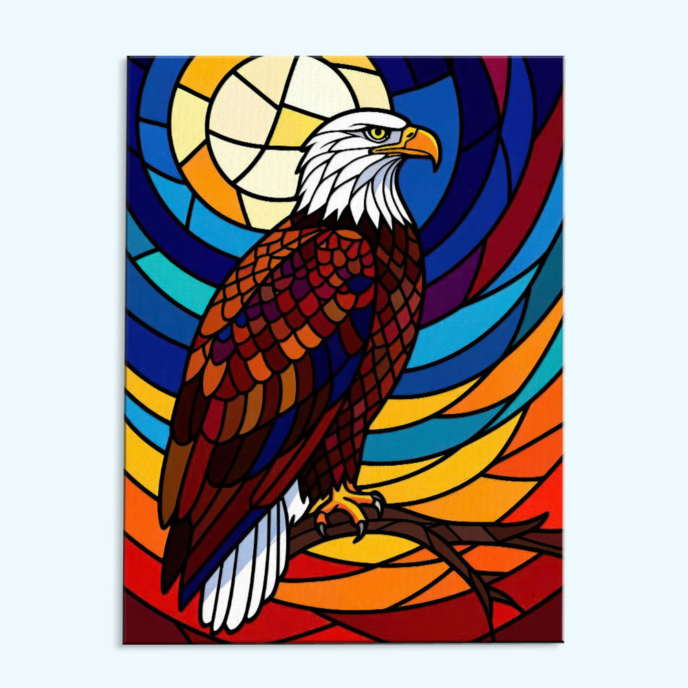 Bald Eagle Stained Glass - National Park Wildlife | Paint by Numbers Kit