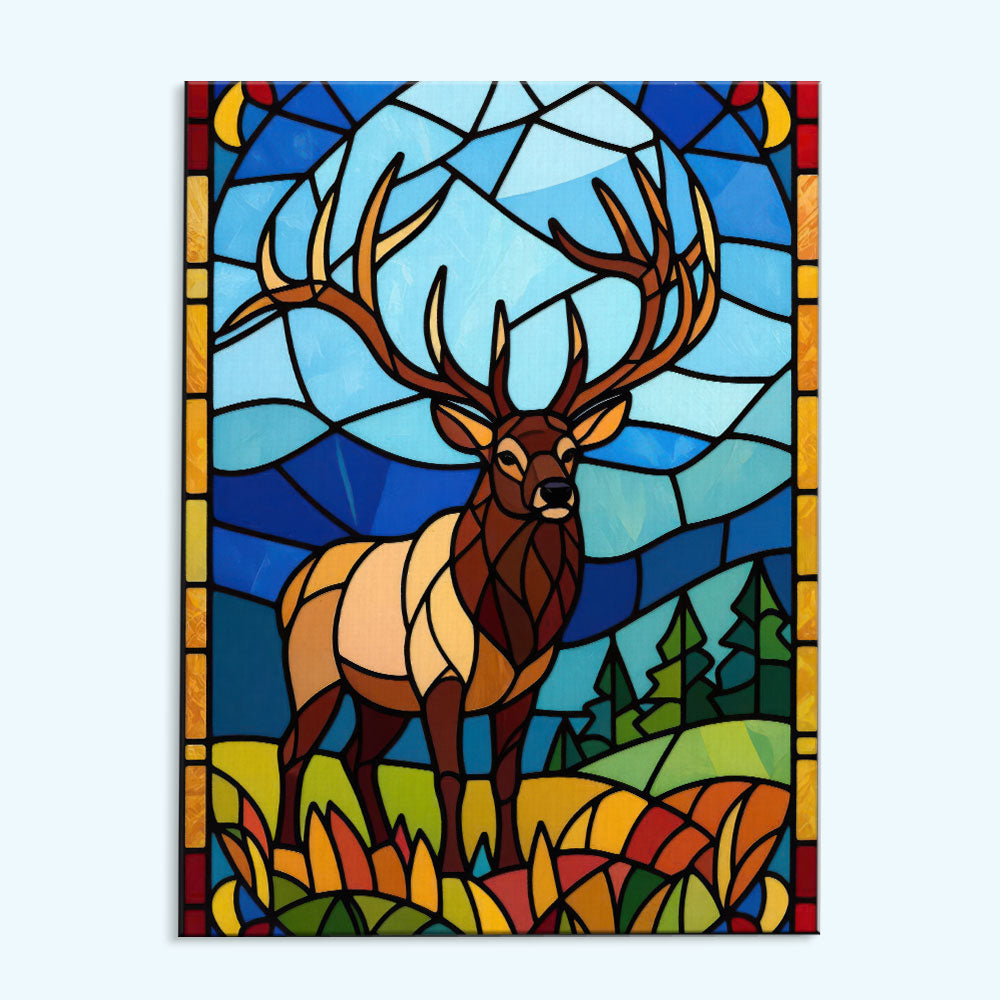 Elk Stained Glass - National Park Wildlife | Paint by Numbers Kit