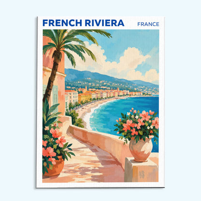 French Riviera, France Travel Poster | Paint by Numbers Kit