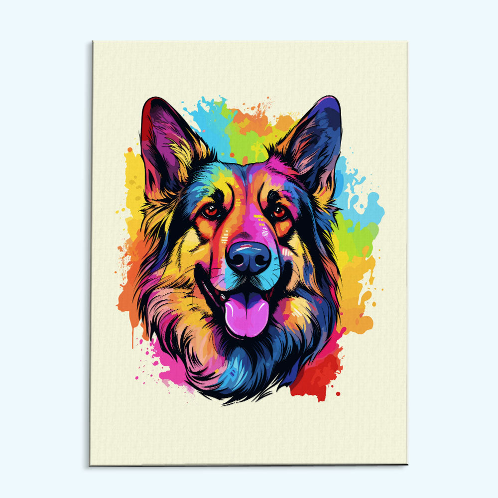 German Shepherd - Colorful Dog | Paint by Numbers Kit