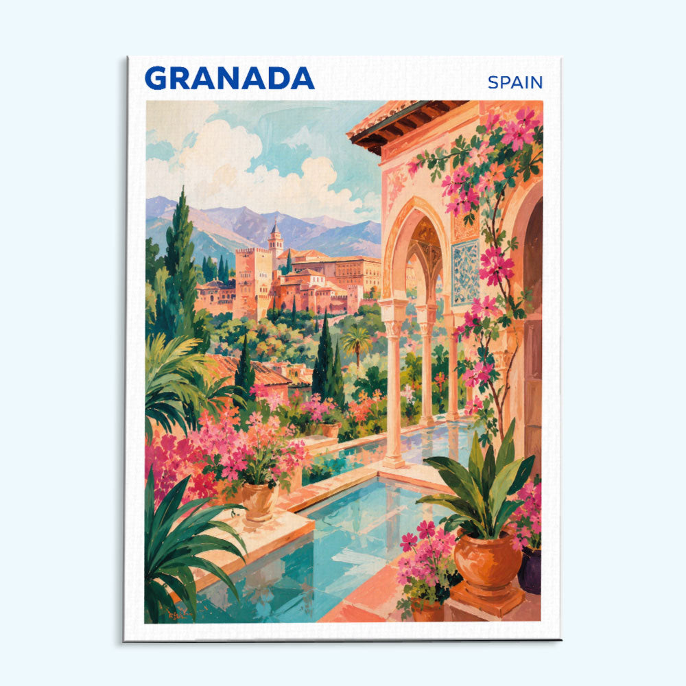 Granada, Spain Travel Poster | Paint by Numbers Kit