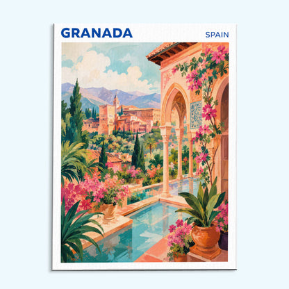 Granada, Spain Travel Poster | Paint by Numbers Kit