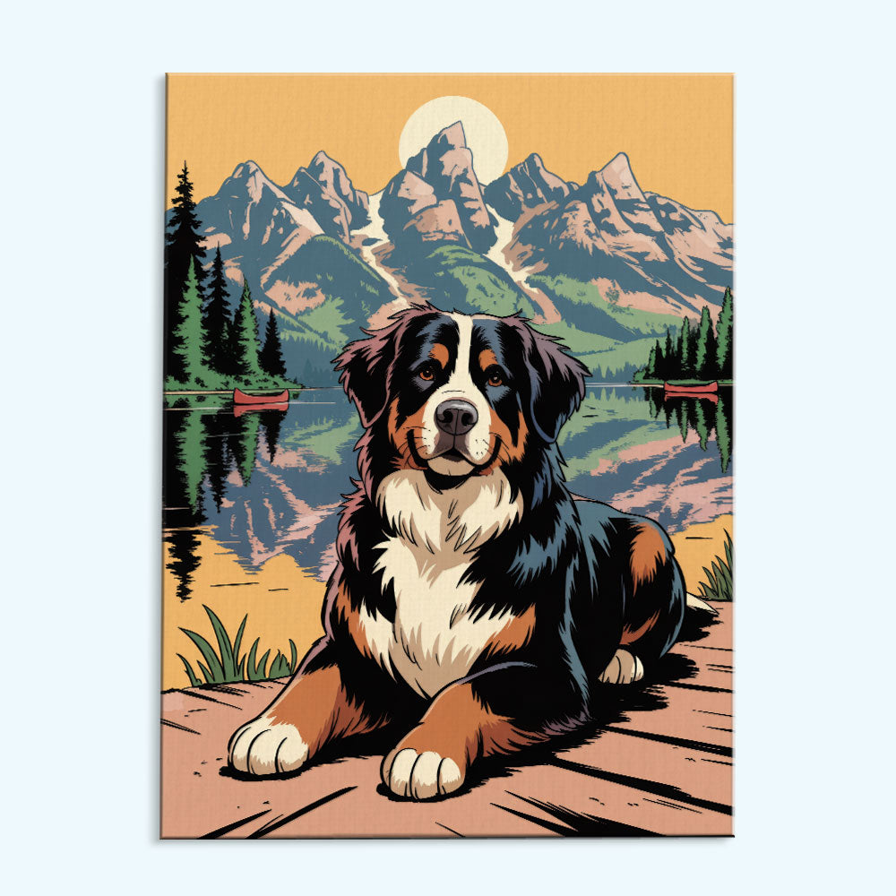 Grand Teton National Park - Bernese Mountain Dog | Paint by Numbers Kit