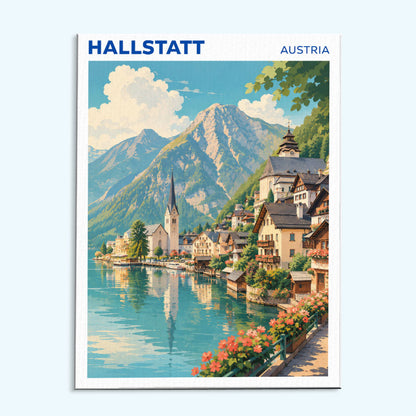 Hallstatt, Austria Travel Poster | Paint by Numbers Kit