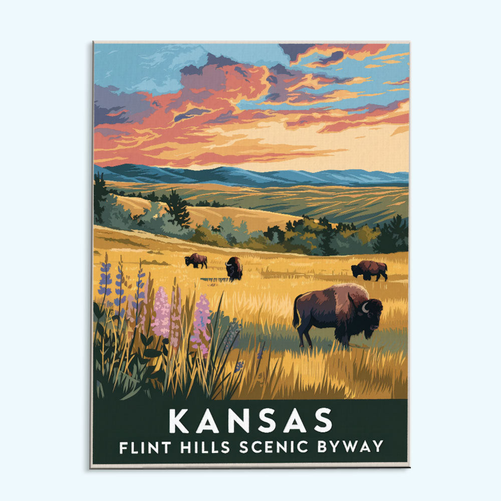 Kansas – Flint Hills Scenic Byway | Malen nach Zahlen-Set