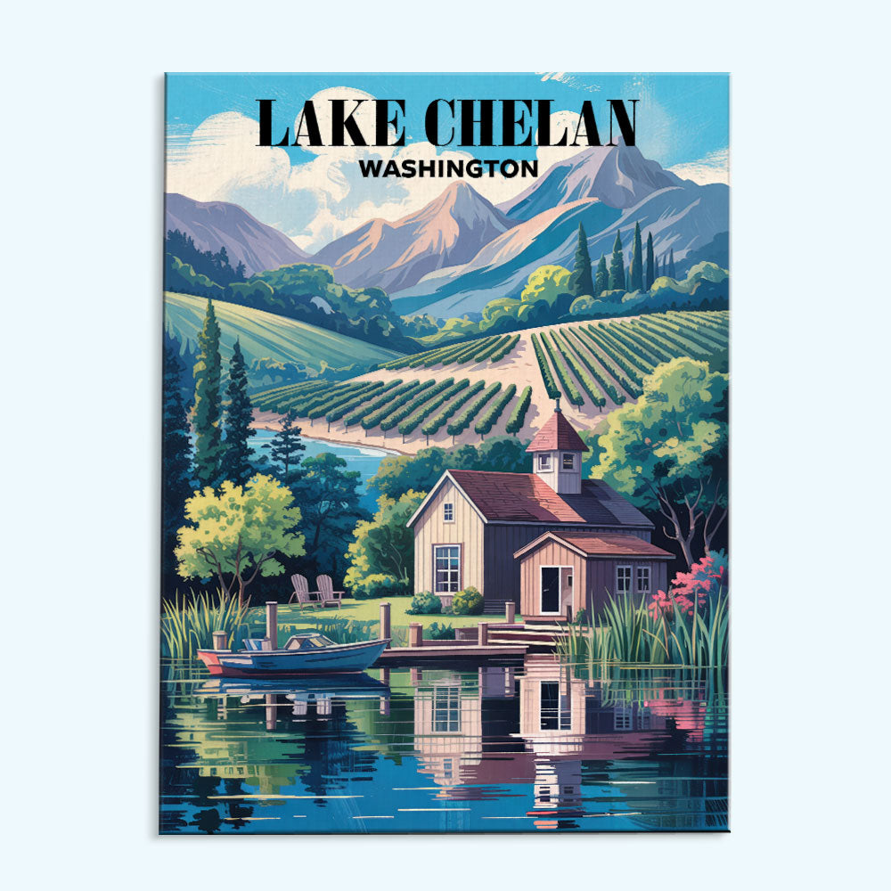 Weingüter am Lake Chelan, Washington | Malen nach Zahlen-Set